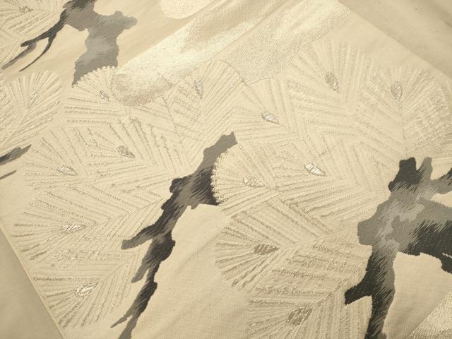 平和屋着物◎六通柄袋帯 唐織 枝松文 銀糸 正絹 逸品 AABA4734dt