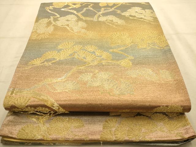 平和屋着物◎六通柄袋帯 枝松文 金糸 正絹 逸品 AABA4747dt