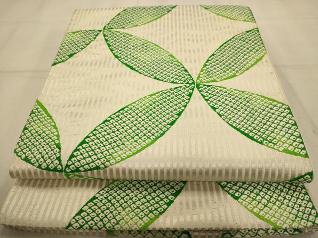 平和屋着物◎六通柄袋帯 唐織 七宝文 銀糸 正絹 逸品 AABA4773dt