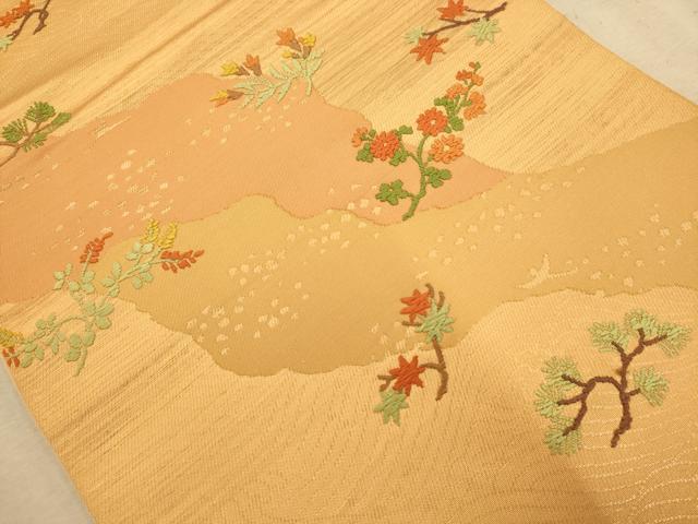 平和屋着物◎太鼓柄袋帯 唐織 道長花文 金糸 正絹 逸品 AABA4785dt