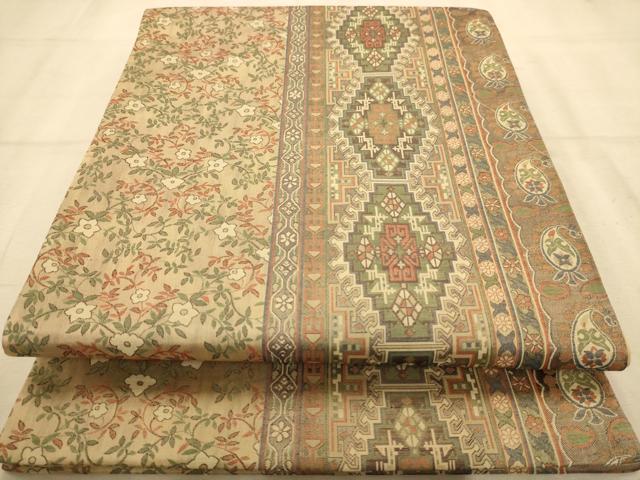 平和屋着物◎六通柄袋帯 草花文 正絹 逸品 AABA4790dt