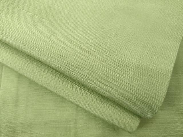 平和屋着物●上質な紬 色無地 苗色 正絹 逸品 AABA4810ck