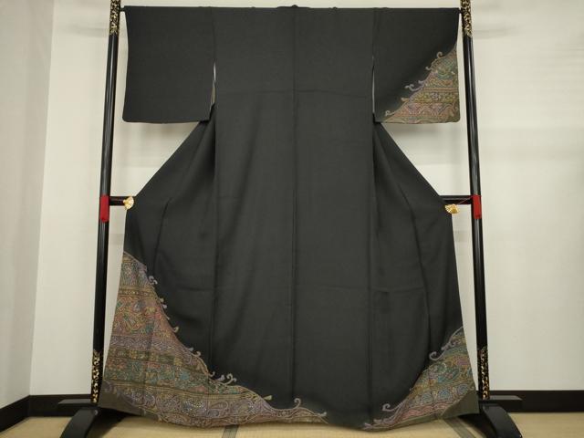 平和屋着物●訪問着 ペイズリー柄 更紗 金彩 正絹 逸品 AABA4877ck