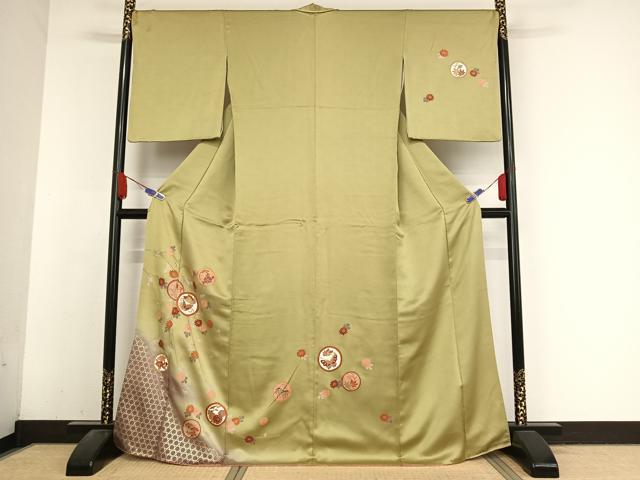 平和屋着物●訪問着 花蝶丸文 暈し染め 金彩 正絹 逸品 AABA4948np