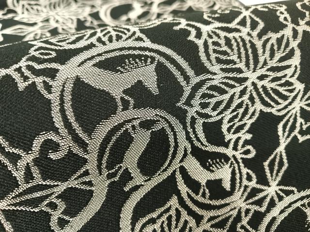 平和屋着物●人間国宝 南部芳松 突彫り 全通柄袋帯 創作絵図 瓢箪に馬 黒地 銀糸 正絹 逸品 AABA4959np