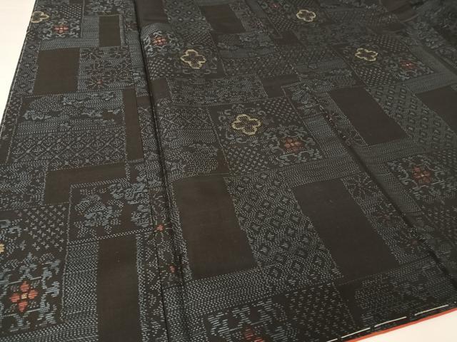 平和屋着物●本場大島紬 色紙花文 やまと誂製 正絹 逸品 未使用 AABA4978np