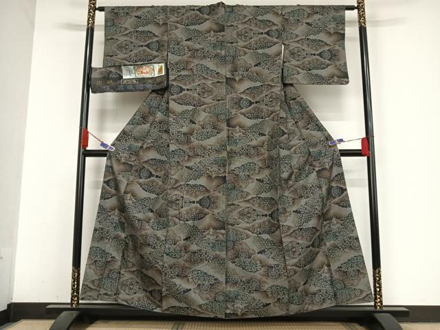 平和屋着物●本場大島紬 カタス7マルキ 風景花文 渡絹織物謹製 証紙付き 正絹 逸品 AABA5020np