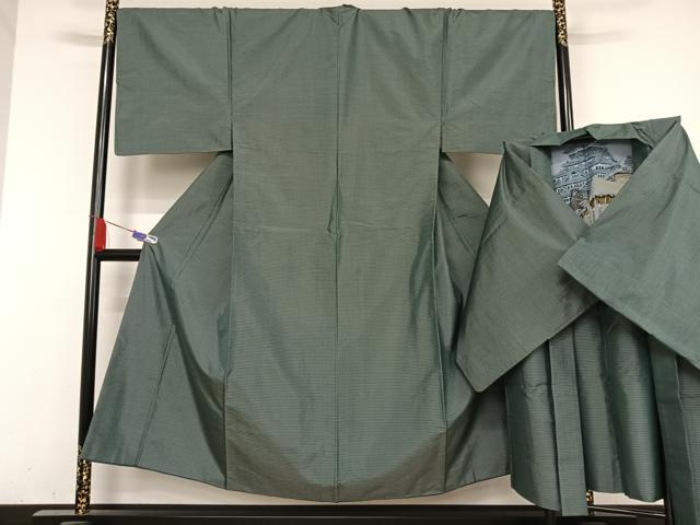 平和屋着物●男性 本場大島紬 アンサンブル 亀甲絣 正絹 逸品 AABA5031np