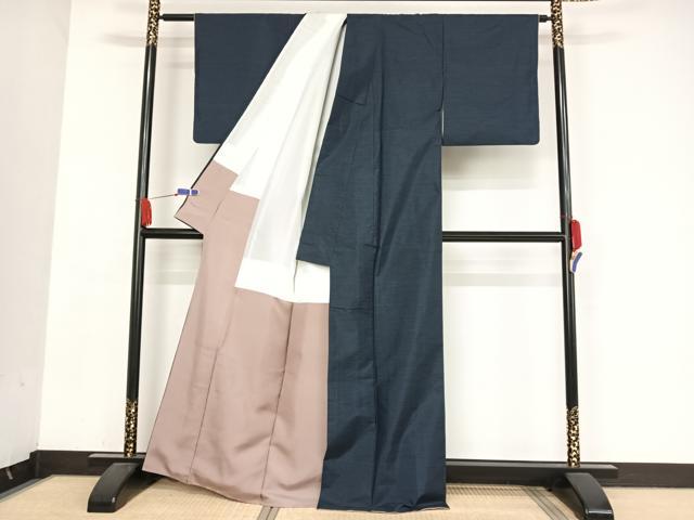 平和屋着物●本場大島紬 格子 正絹 逸品 AABA5057np
