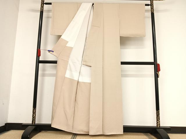 平和屋着物●上質な色無地 花亀甲 薄卵色 正絹 逸品 未使用 AABA5068np