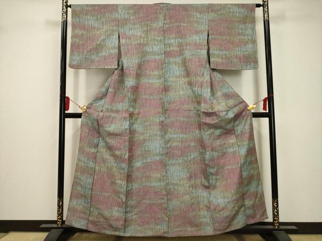平和屋着物▽上質な紬 単衣 霞文 正絹 逸品 AABA5456sx