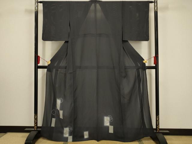 平和屋着物*夏物 訪問着 変わり絽 雪輪重ね 藍墨茶色 暈し染め 金銀彩 正絹 逸品 AABA5551sx