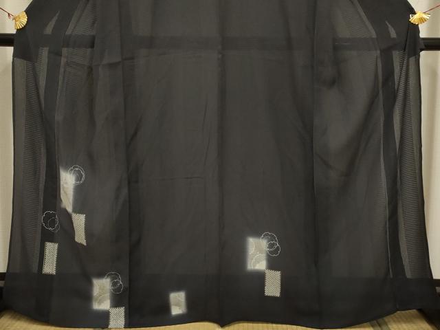 平和屋着物*夏物 訪問着 変わり絽 雪輪重ね 藍墨茶色 暈し染め 金銀彩 正絹 逸品 AABA5551sx
