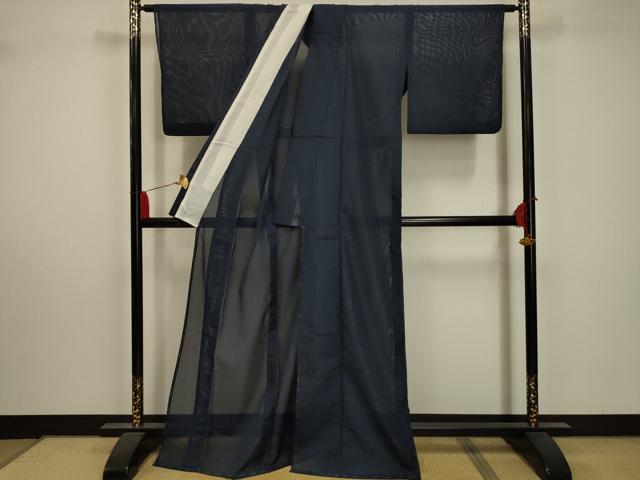 平和屋着物*夏物 色無地 絽 留紺色 洗える着物 AABA5595sx