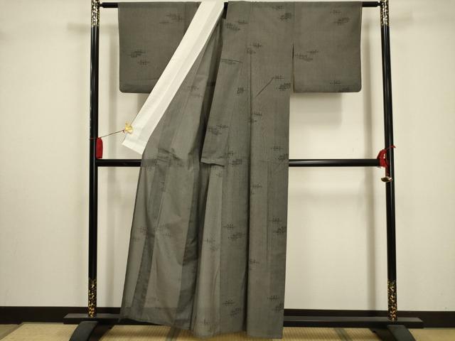 平和屋着物*夏物 小紋 紗 枝葉文 洗える着物 AABA5603sx