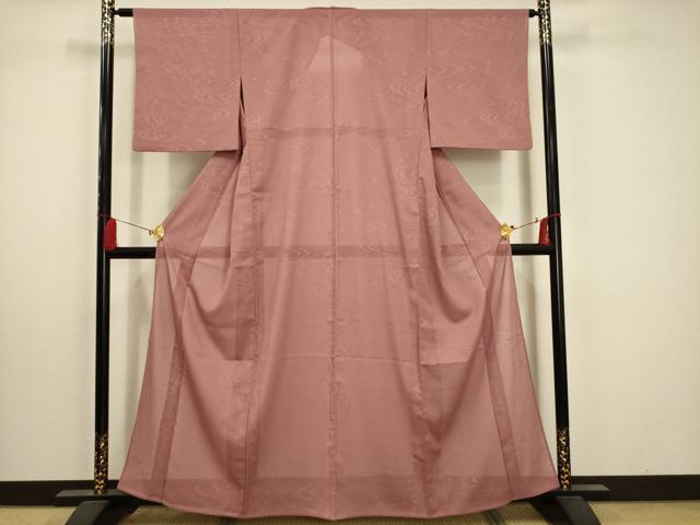 平和屋着物*夏物 色無地 絽 流水文紗 退紅色 洗える着物 未使用 AABA5608sx