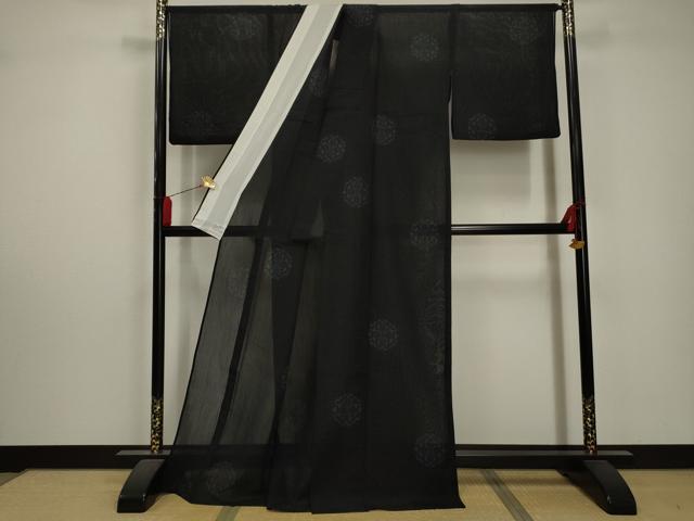平和屋着物*夏物 小紋 紗 花丸文 正絹 逸品 AABA5611sx