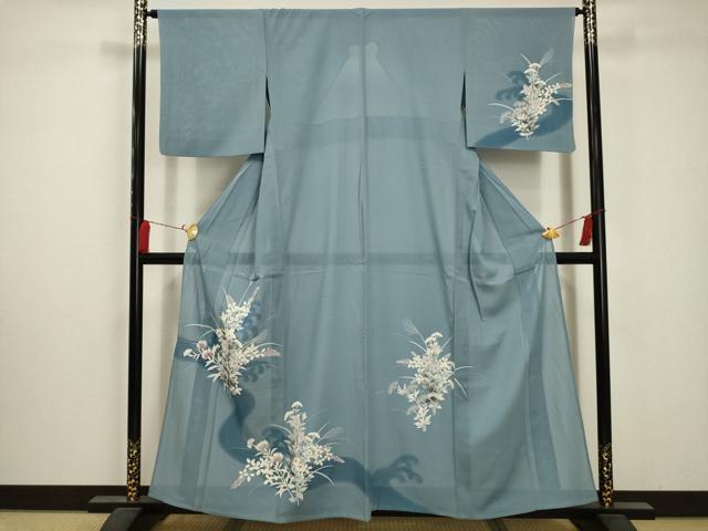 平和屋着物*夏物 訪問着 絽 流水花文 正絹 逸品 AABA5612sx