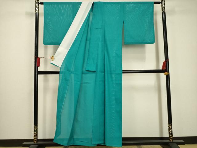 平和屋着物*夏物 色無地 絽 浅葱色 洗える着物 AABA5615sx