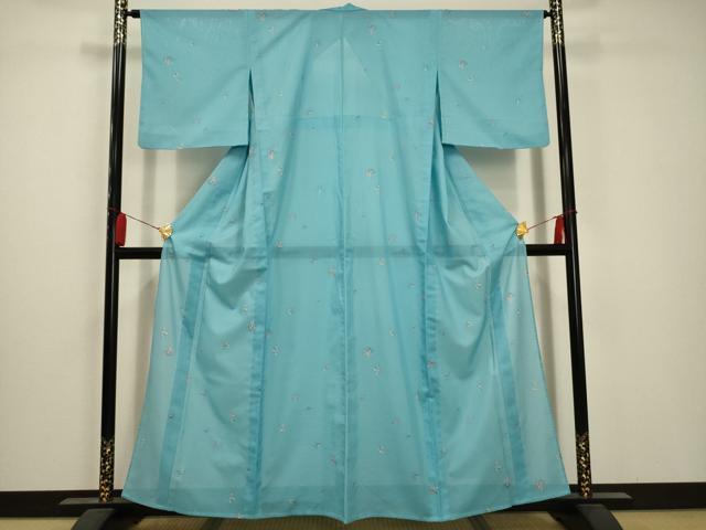 平和屋着物*夏物 小紋 絽 草花文 洗える着物 AABA5619sx