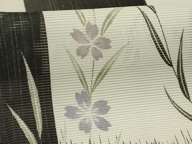平和屋着物*夏物 小紋 絽 市松草花文 洗える着物 AABA5622sx