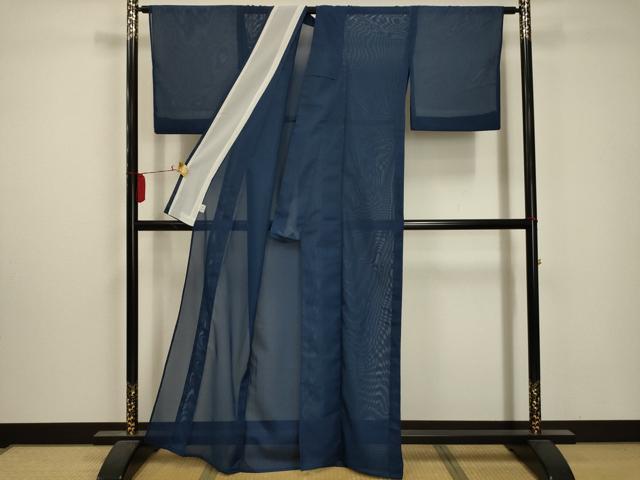 平和屋着物*夏物 色無地 絽 紺瑠璃色 洗える着物 AABA5624sx