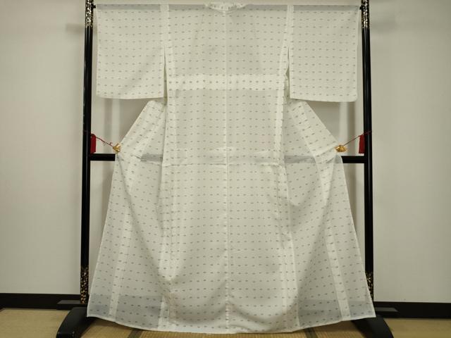 平和屋着物*夏物 小紋 絽 扇面文 洗える着物 AABA5637sx