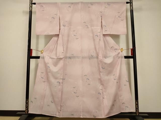 平和屋着物*夏物 小紋 絽 草花文 暈し染め 洗える着物 AABA5649sx