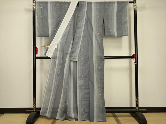 平和屋着物*夏物 小紋 絽 楓文 洗える着物 AABA5657sx