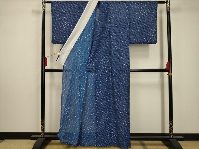 平和屋着物*夏物 小紋 絽 流水扇面文 洗える着物 AABA5661sx