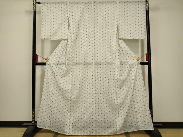 平和屋着物*夏物 小紋 絽 麻の葉文様 洗える着物 AABA5668sx