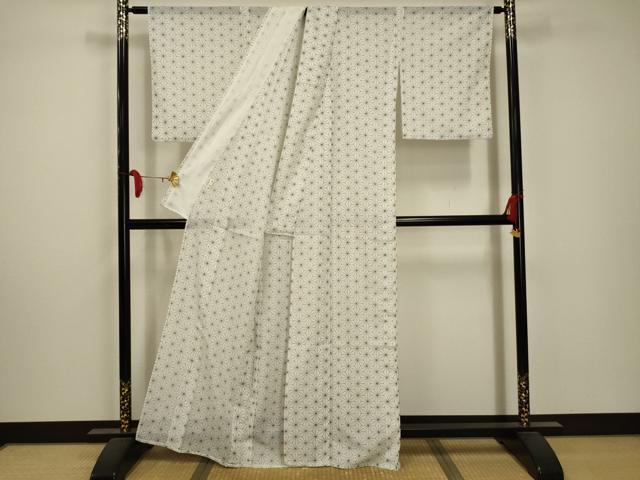 平和屋着物*夏物 小紋 絽 麻の葉文様 洗える着物 AABA5668sx