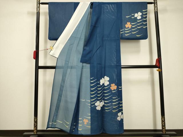 平和屋着物*夏物 訪問着 絽 流水花文 洗える着物 AABA5696sx