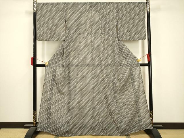 平和屋着物*夏物 小紋 紗 斜縞 洗える着物 AABA5706sx
