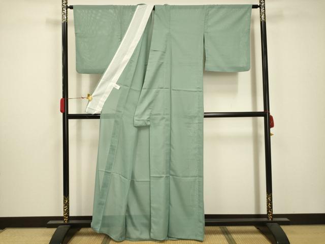 平和屋着物*夏物 色無地 絽 青竹色 洗える着物 AABA5738sx