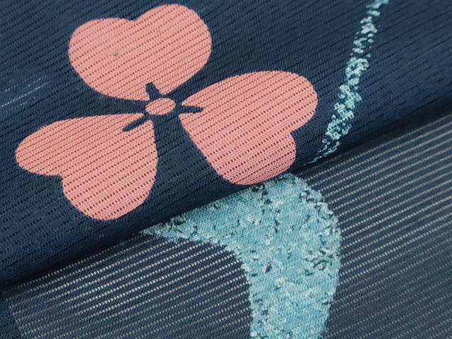 平和屋着物*夏物 小紋 絽 流水花文 洗える着物 AABA5739sx