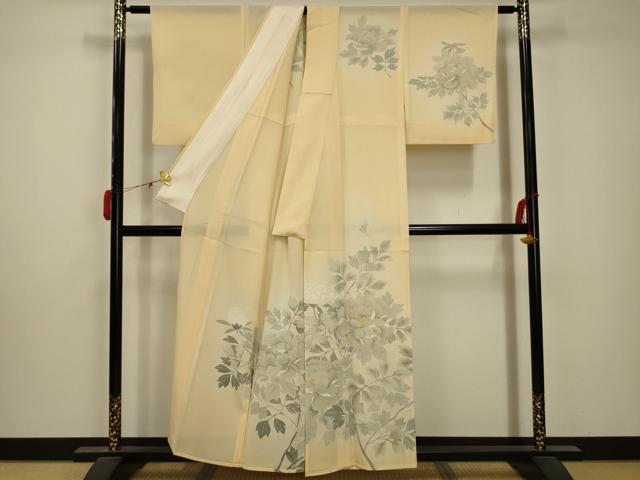 平和屋着物*夏物 訪問着 絽 刺繍 枝花文 金糸 銀彩 正絹 逸品 AABA5762sx