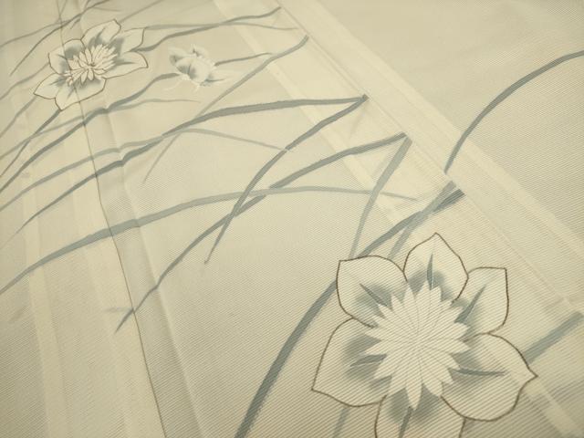 平和屋着物*夏物 訪問着 絽 駒刺繍 草花文 銀糸 正絹 逸品 AABA5768sx
