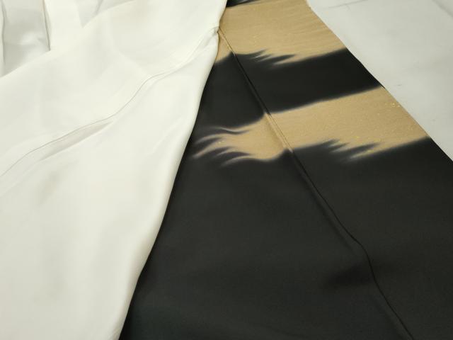平和屋着物■豪華黒留袖 駒刺繍 雲取り草花文 暈し染め 金彩 正絹 逸品 AABA6065cs