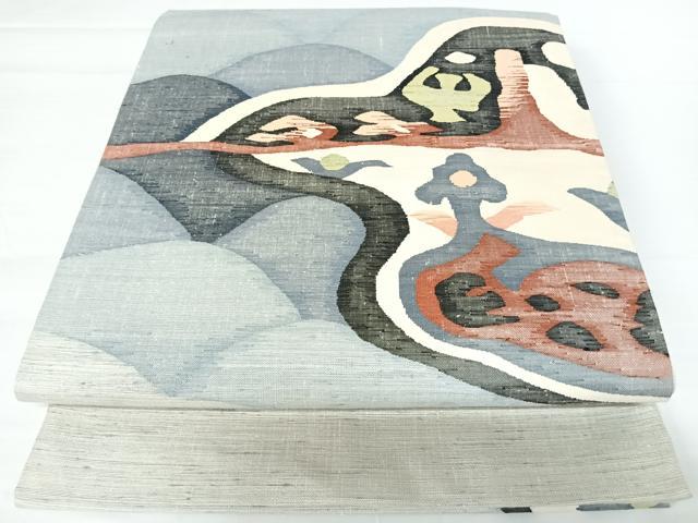 平和屋着物◎太鼓柄袋帯 紬地 幾何学文様 正絹 逸品 AABA6269yx