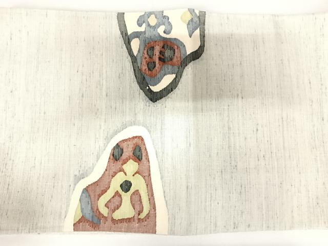 平和屋着物◎太鼓柄袋帯 紬地 幾何学文様 正絹 逸品 AABA6269yx