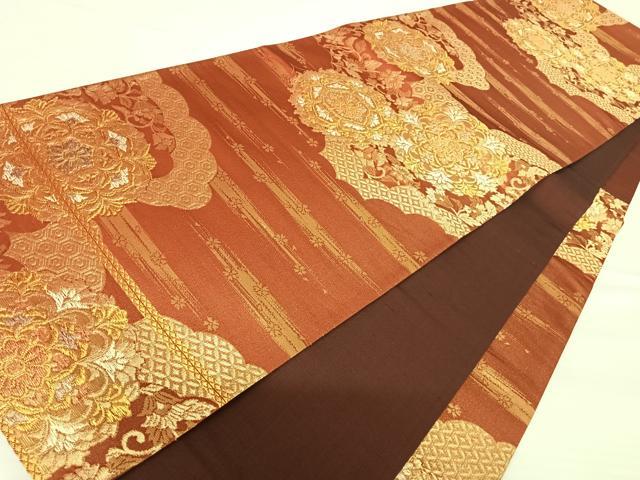 平和屋着物◎六通柄袋帯 正倉院花文 金糸 正絹 逸品 AABA6369yx
