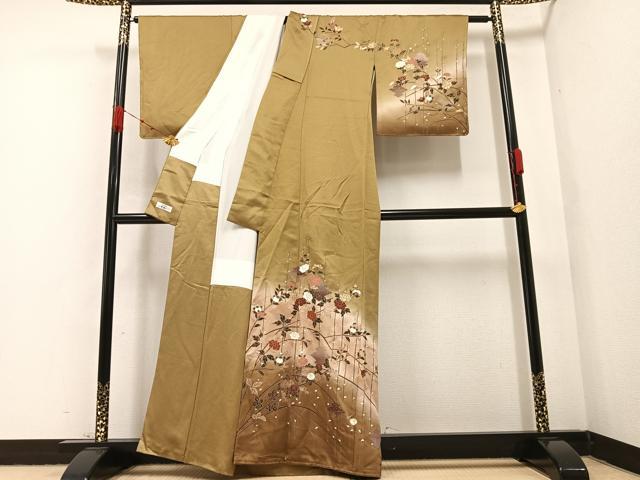 平和屋着物●訪問着 枝花文 暈し染め 金彩 やまと誂製 正絹 逸品 未使用 AABA6411ph