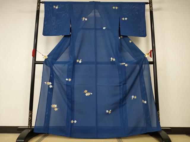 平和屋着物*夏物 小紋 絽 楓文 正絹 逸品 AABA6482jd