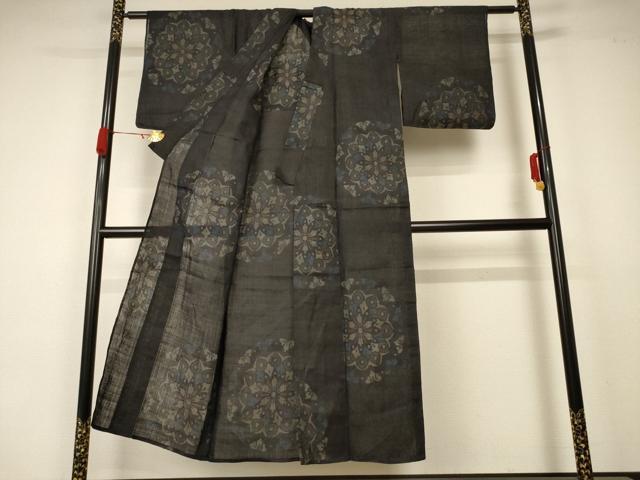 平和屋着物*夏物 重要無形文化財 本場宮古上布 正倉院花文 苧麻 逸品 AABA6488jd