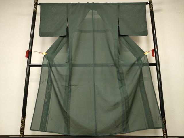 平和屋着物*夏物 色無地 絽 枝葉紋紗 革色 正絹 逸品 未使用 AABA6512jd