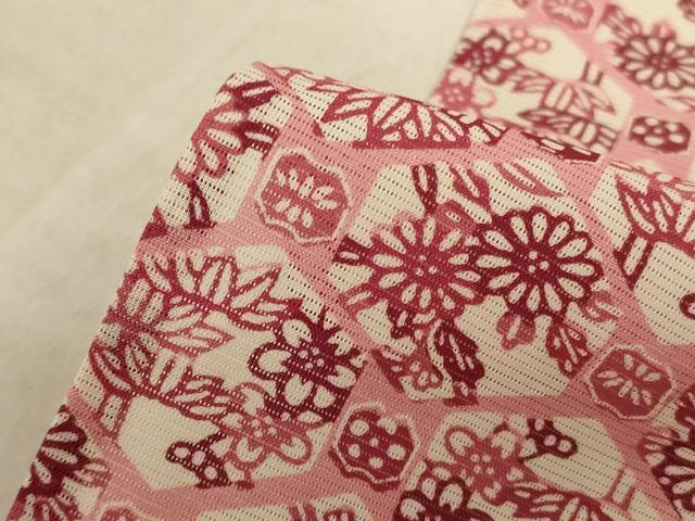 平和屋着物*夏物 小紋 絽 型染め 亀甲草花文 正絹 逸品 AABA6531jd