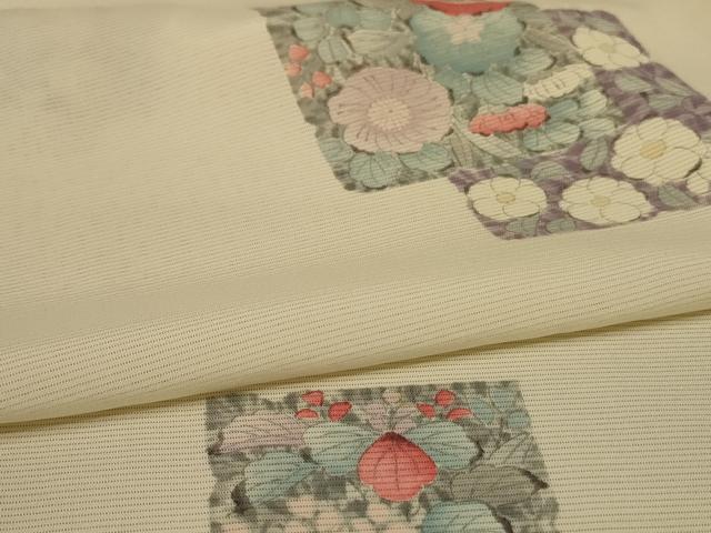 平和屋着物*夏物 小紋 絽 色紙花文 正絹 逸品 AABA6532jd