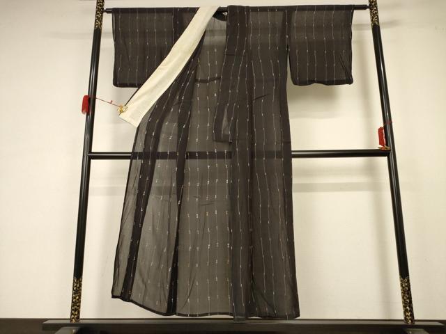 平和屋着物*夏物 小紋 紗 縞 正絹 逸品 AABA6539jd