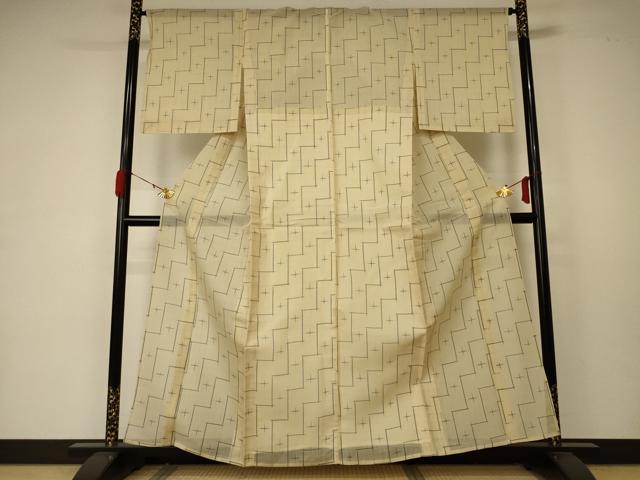 平和屋着物*夏物 紗紬 十字絣 反端付き 正絹 逸品 AABA6545jd